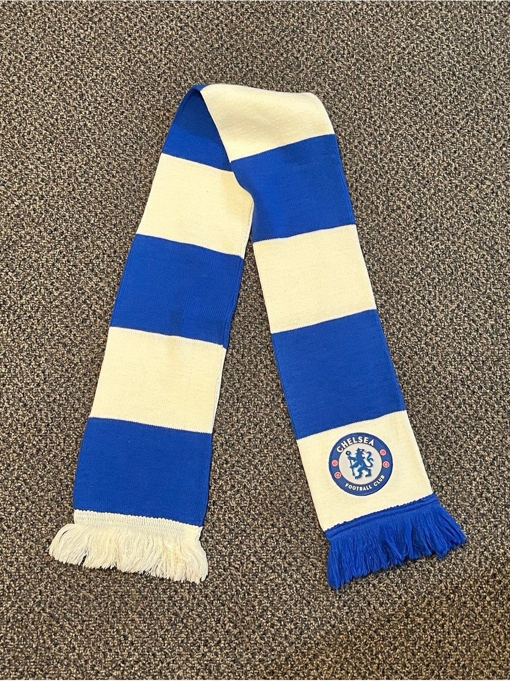 Chelsea Football Club Blue and White Striped Supporter Scarf